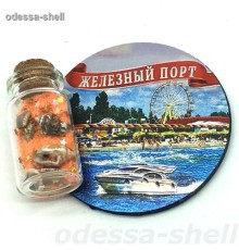 Магнит Железный портфольга тисненая с изображ.пляжа+стеклян. бутылочка с цветн. песком и натур.ракушкой
в уп 10шт разн.цвет опт от 2шт