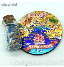 Магнит Черное морефольга тисненая с изображ.карты+стеклян. бутылочка с цветн. песком и ракушкой
в уп 10шт разн.цвет опт от 2шт