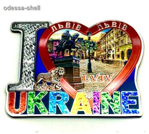 Магниты Львовфольга на основе из ПВХ в виде большого сердца I LOVE с изображ.коллажа опт от 2шт Магниты Львовфольга на основе из ПВХ в виде большого сердца I LOVE с изображ.коллажа опт от 2шт