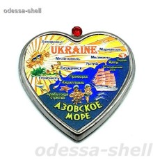 Магнит Азовское мореиз металла в виде сердечка+стразик внутри фольга с изображ.карты
опт от 2шт