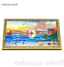 Магнит Азовское морефольга в форме прямоуг.10*6см с изображ.коллажа с красной лентой
 опт от 2шт