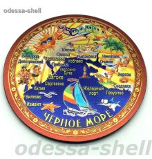 Магнит Черное морефольга выпуклая в форме круга диаметр 8,0см с изображением карты черного моря
 опт от 3шт