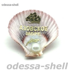 Магнит Азовское мореиз ракушки гребешок цветной+жемчужина+золотая наклейка с изображением парусник+дельфин+слово
в уп 12шт опт от 2шт