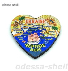 Магнит Черное морефольга тисненая в виде сердечка на виниловом магните с изображ.карты
 опт от 3шт